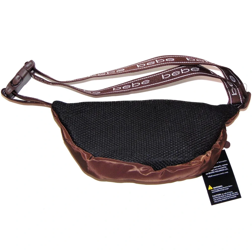 Bebe Sport Brown Nylon Waist Bag Fanny Pack Multiple Zip Pockets NWT